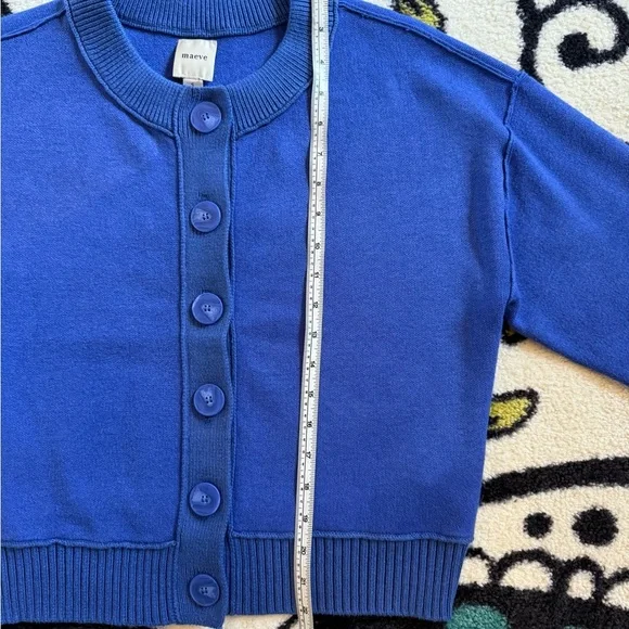 MAEVE Anthropologie VIBRANT BLUE Knit Button Front CARDIGAN Sweater Small - Picture 7 of 9